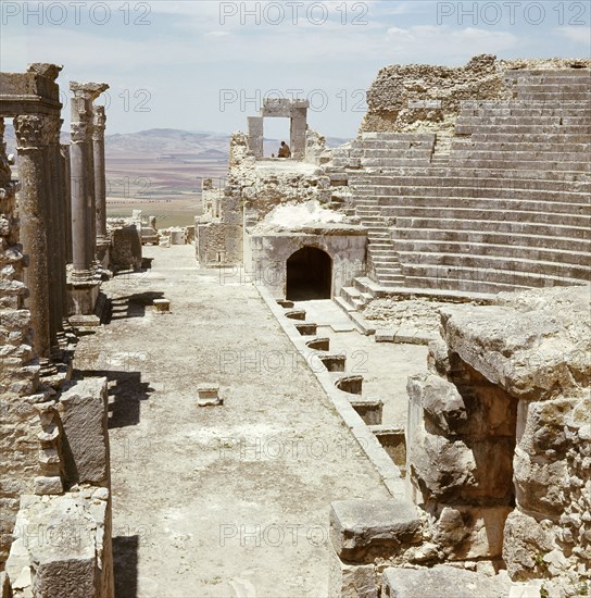 The ruins of Dougga, a small Roman town in North Africa which flourished in the 2nd-3rd centuries AD