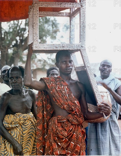 Nana Owusu Sampa III, Omanhene of Akrokerri, celebrating the Yam Festival in December 1964