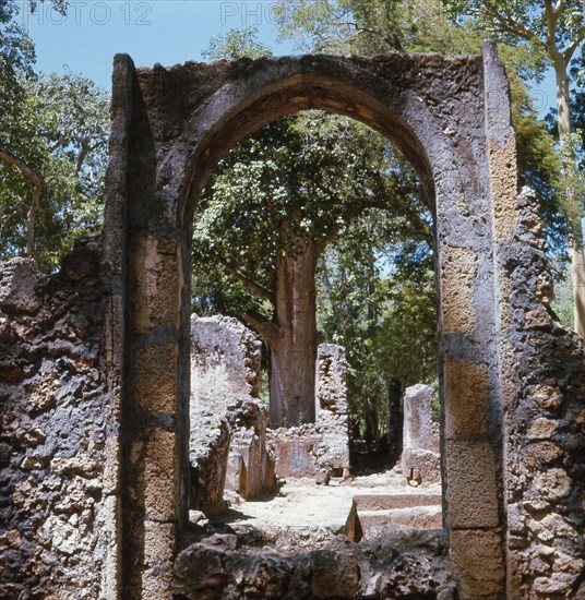 The ruins of Gedi, an important East African city and centre of the slave trade between c