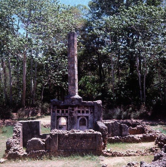 The ruins of Gedi, an important East African city and centre of the slave trade between c