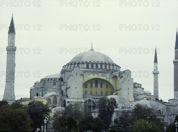 An exterior view of Hagia Sophia, Istanbul which was built by Emperor Justinian
