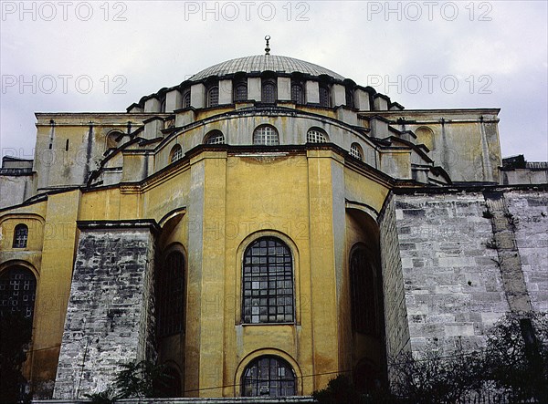 An exterior view from the east of Hagia Sophia, Istanbul which was built by Emperor Justinian