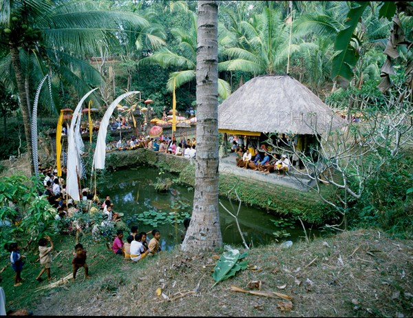 The annual purification of ceremonial masks at the temple of holy springs near Sangsit