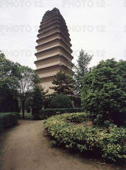 The Lesser Goose Pagoda located to the south of the present city wall of Xian