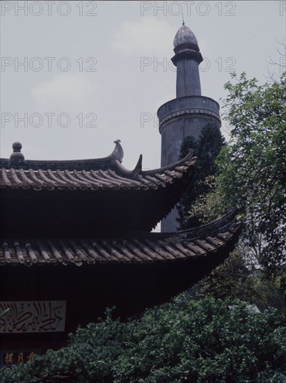 The Memorial Mosque to the Prophet, the Huai Sheng Si, more usually known as Beacon Tower Mosque, where the Islamic minaret rises above the roofline of traditional Chinese architecture