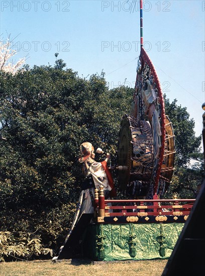 Musician in a performance of Gagaku, the ancient court music of Japan