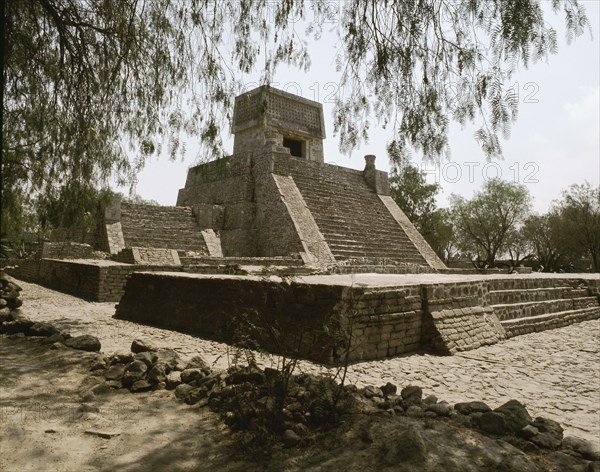 Small, Aztec period temple pyramid known as Santa Cecilia Acatitlan