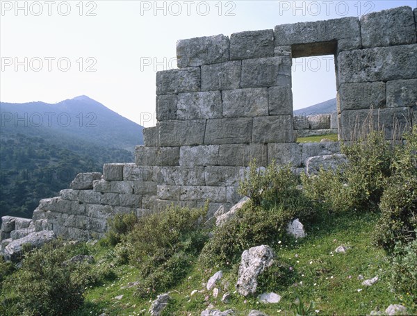 View of the fortification wall of the fort at Phyle, north-west of Athens