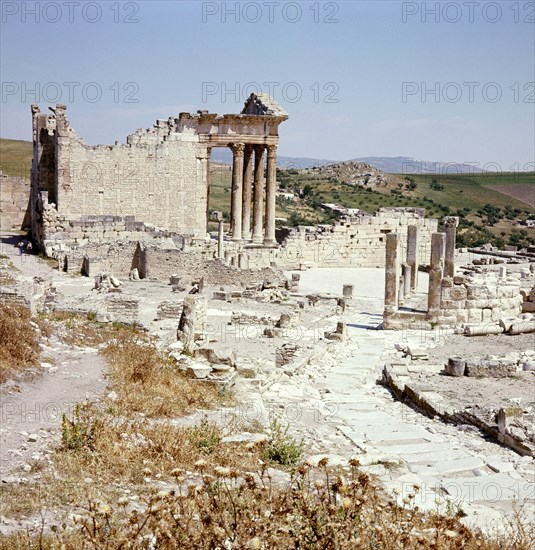 The ruins of Dougga, a small Roman town in North Africa which flourished in the 2nd-3rd centuries AD