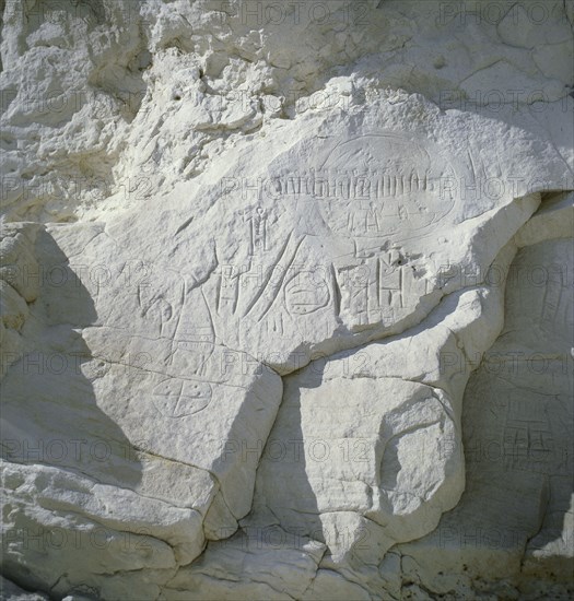 Rock engraving from Castle Garden in Wyoming
