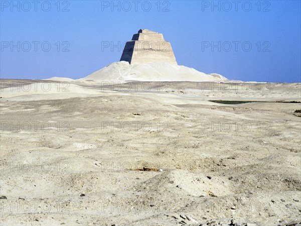 The inner core of the pyramid of Meidum, surrounded by the debris of its collapsed outer covering