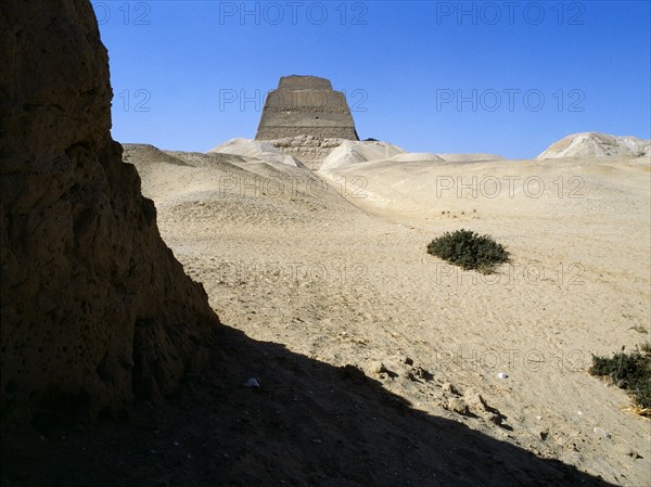 The inner core of the pyramid of Meidum, surrounded by the debris of its collapsed outer covering