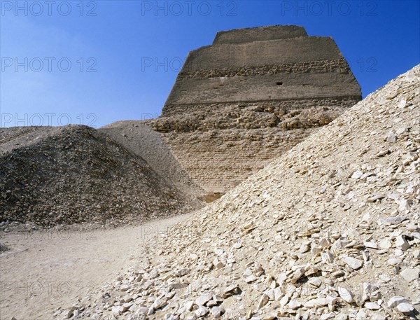 The inner core of the pyramid of Meidum, surrounded by the debris of its collapsed outer covering