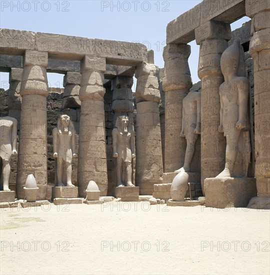 View of the triple barque shrine dedicated to the Theban Triad the gods Amun, Mut and Khons