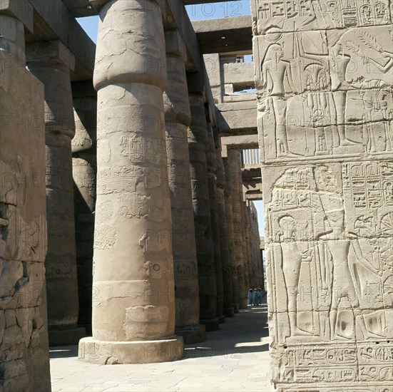 The colonnades of the great temple of Amun at Karnak