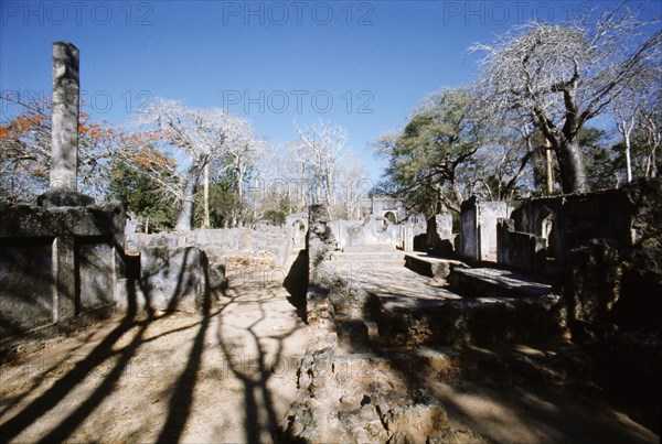 The ruins of Gedi, an important East African city and centre of the slave trade between c