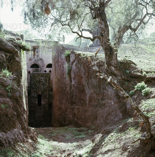 One of the churches hewn from the living rock at Lalibela