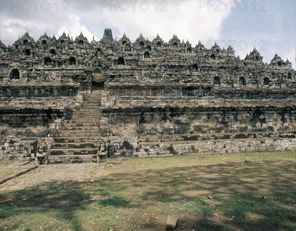 View of the terraces, Borobudur