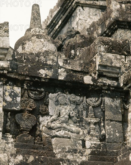 The reliefs on the terraces of Borobudur depict scenes from the life of the Buddha