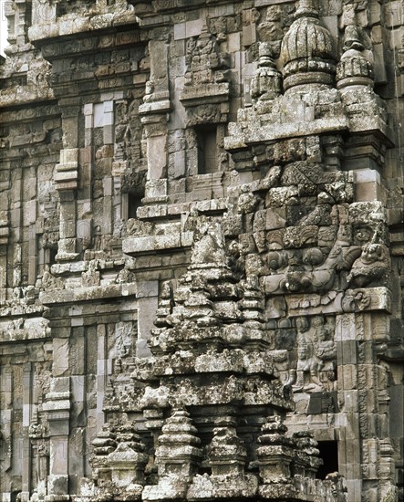 The temple complex at Lara Jonggrang consists of three main sanctuaries dedicated to Shiva, Brahma and Vishnu and three minor ones dedicated to particular forms of Shiva and Shiva's bull mount, Nandi