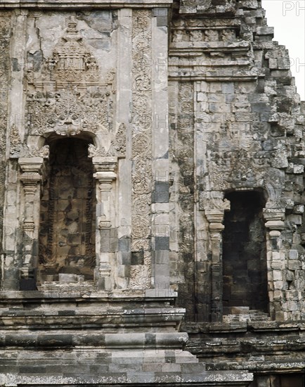 The temple complex at Lara Jonggrang consists of three main sanctuaries dedicated to Shiva, Brahma and Vishnu and three minor ones dedicated to particular forms of Shiva and Shiva's bull mount, Nandi