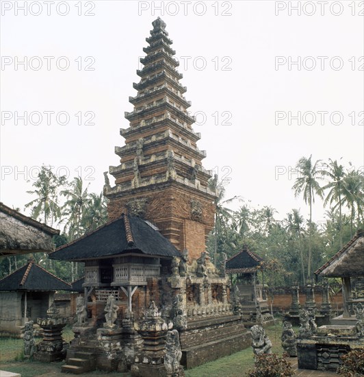 The tiered structure of Balinese Hindu shrines reproduces the three levels of the cosmos: the under-world, the world of humanity and the towering celestial mountain of the gods