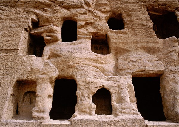 The oldest known example of the Buddhist art rock carving, Yungang Caves