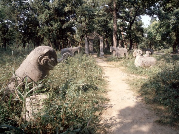 Guardian beasts in the cemetery of Confucius's family, the Kongs