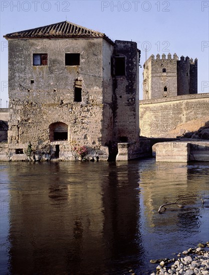The River Guadalquivir, bridge and watermills at Cordoba