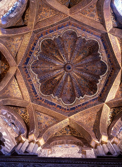 The dome over the bay in front of the mihrab in the Great Mosque at Cordoba