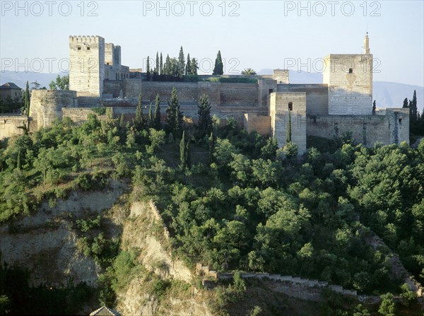 The south facade of the Alhambra Palace, Granada   Spain