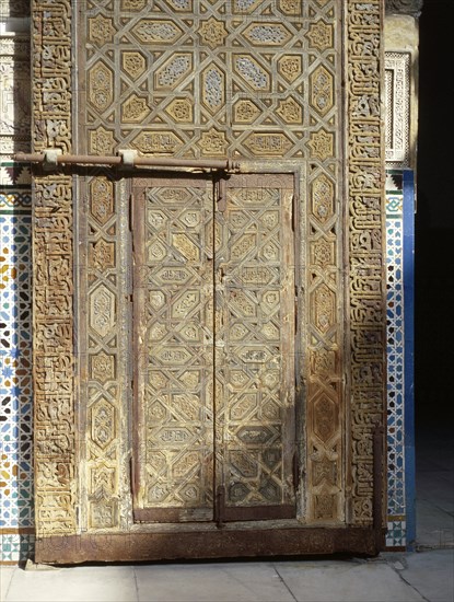 One of a series of elaborately carved double doors in the Court of the Maidens at the Alcazar, Seville