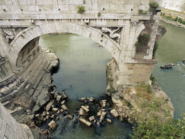 Remains of the Pons Aemilius, the oldest stone bridge across the river Tiber