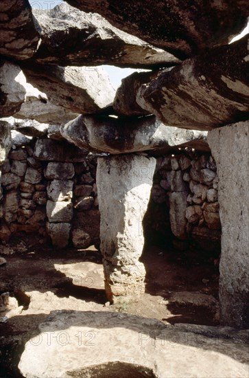 Typical "Mediterranean" megalithic columns of the "hypogeum" (Greek word for basement) at Torre d'en Gaumes
