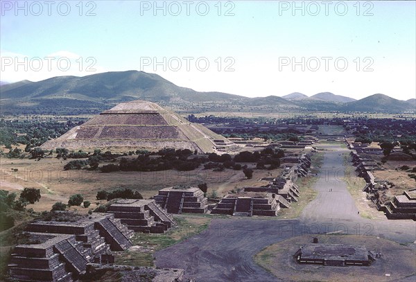 View of the Street of the Dead showing the Plaza of the Moon and the Pyramid of the Sun