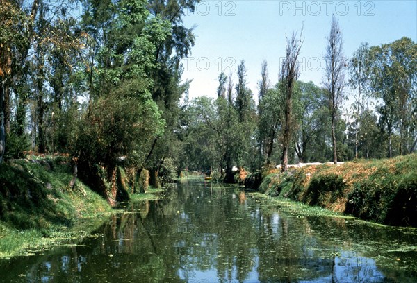 The Aztec canals at the floating gardens of Xochimilco
