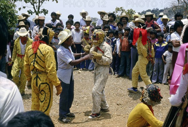 Men dressed as jaguars, in a fertility and rain-making festival dating from the pre-Columbian times