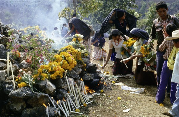 Indian women taking part in the Jaguar festival of Acatlan, in central Mexico