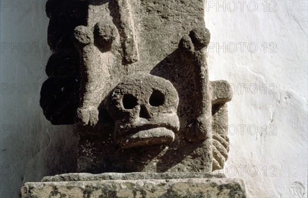 Church cross at Convent of San Francisco, Tepeapulco, built in the C16th on the site of an Aztec temple pyramid to the god Huitzilopochtli