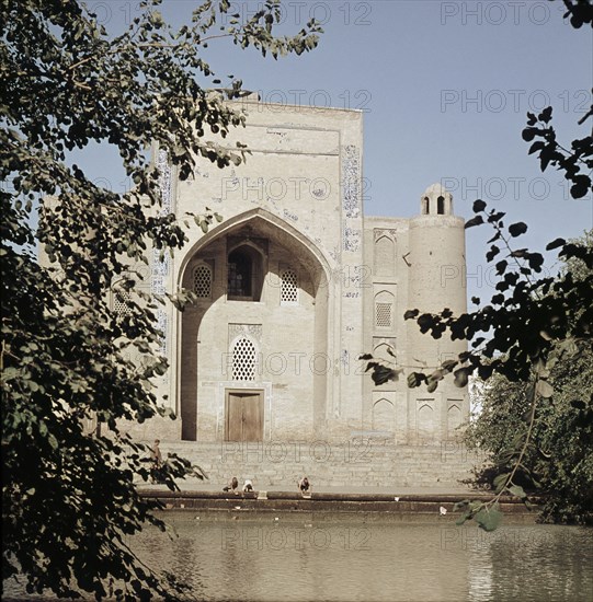 Madrasa in Bukhara, viewed across a lake