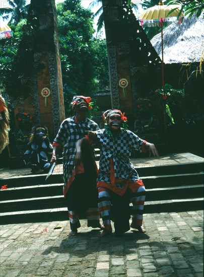 Each Balinese community stages regular performances in which Barong, a mythical lion, fights the dreaded Rangda, Queen of witches