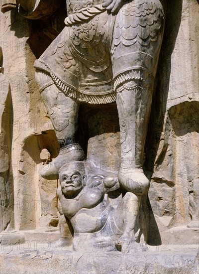 The Longmen cave-temple complex which extends for about 1000m along the Yi River