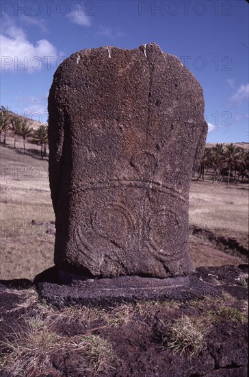 Backview of headless Moai statue