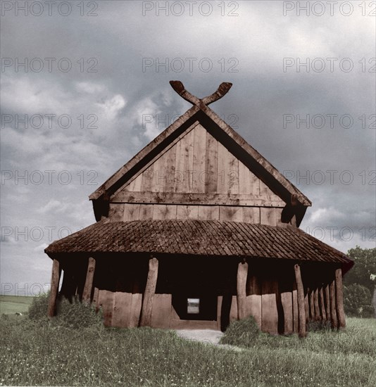 Reconstruction of the Viking barracks at the fortress of Trelleborg