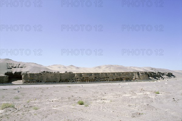 The site of the Mogao Caves, also known as the Thousand Buddha (Quinfodong) Caves, Dunhuang