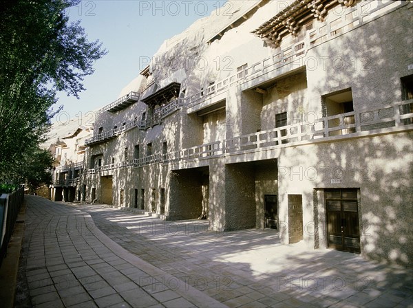 The site of the Mogao Caves, also known as the Thousand Buddha (Quinfodong) Caves, Dunhuang