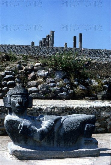 View of a Chac Mool sculpture