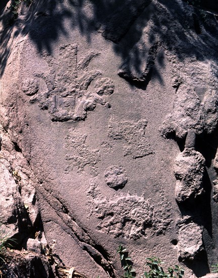 Fragments of sculptured rock which once formed part of Montezuma's summer palace