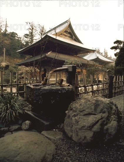 Water fountain in the garden of Kencho-ji, one of the five great Zen temples of Kamakura