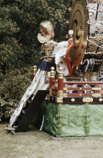 Musician in a performance of Gagaku, the ancient court music of Japan